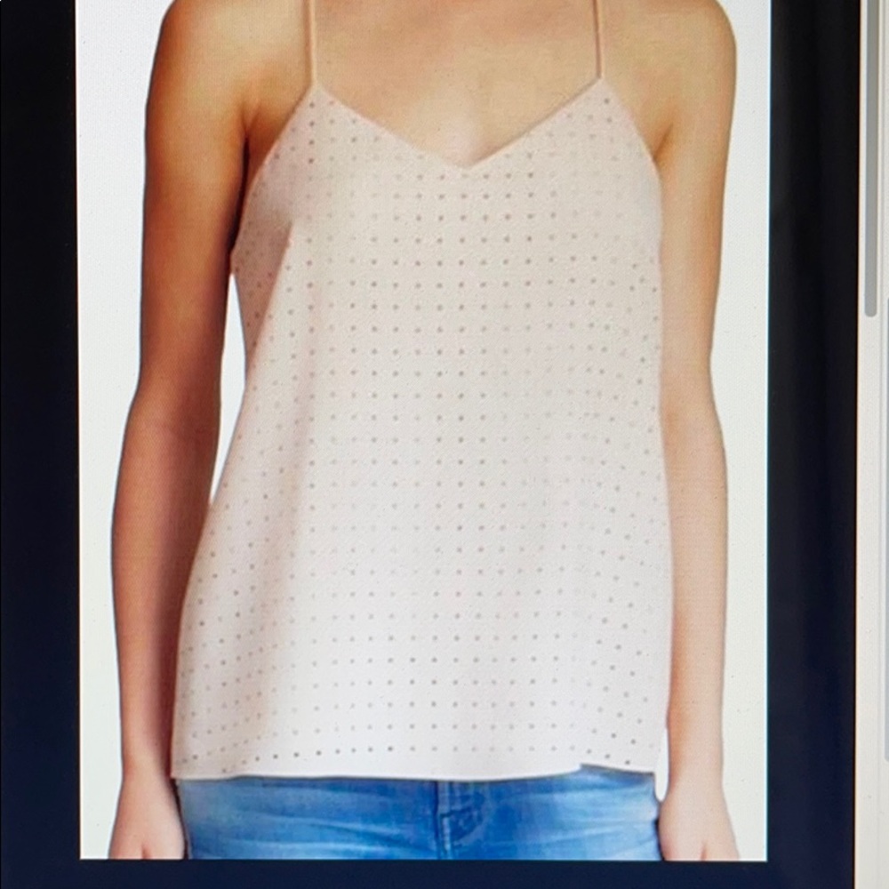 EUC. Tibi Perforated Laser Cut Racerback Cami Top.